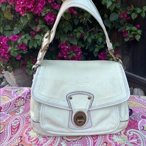 Vintage Coach 65th Anniversary Legacy Line 2006-2008 Ivory Leather Ali Bag